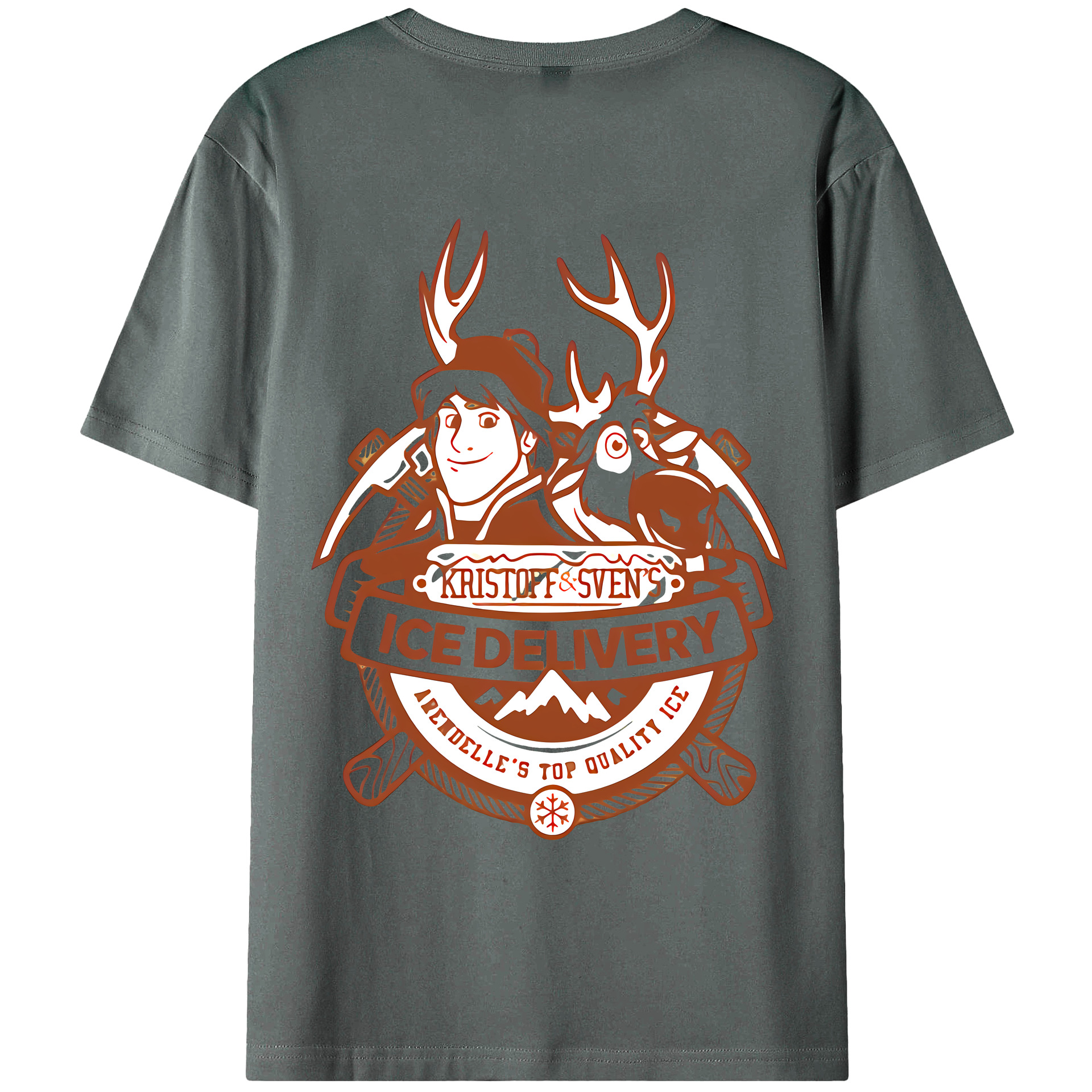 （画像用） アナと雪の女王 アンナ エルサ Frozen Anna Elsa 綿100％ メンズ半袖Tシャツ（バックプリント） 通気性